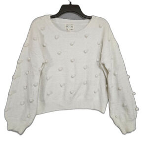 Jun & Ivy Bauble Knit Sweater Snow White Women's Small Cropped